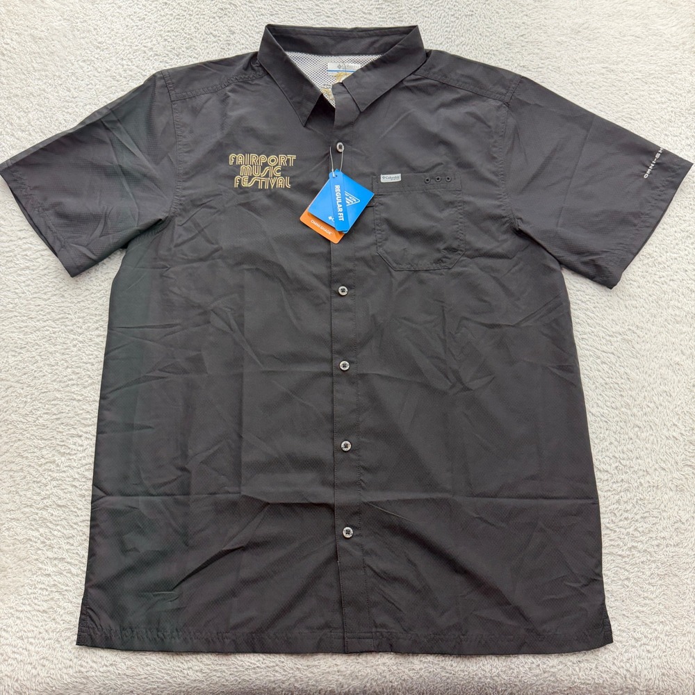 Columbia PFG Mens Slack Tide Camp Shirt Black Fairport Music Festival L XM3371